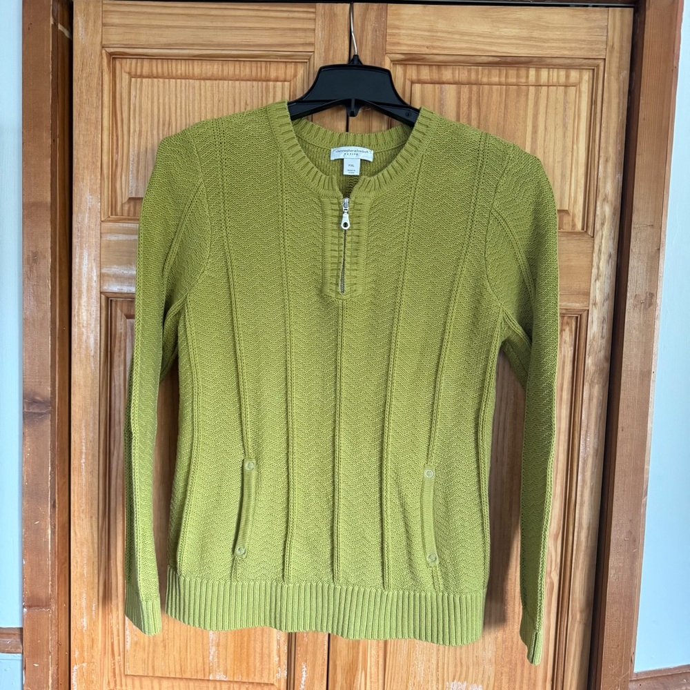 Christopher & Banks Olive Zip-Up Sweater